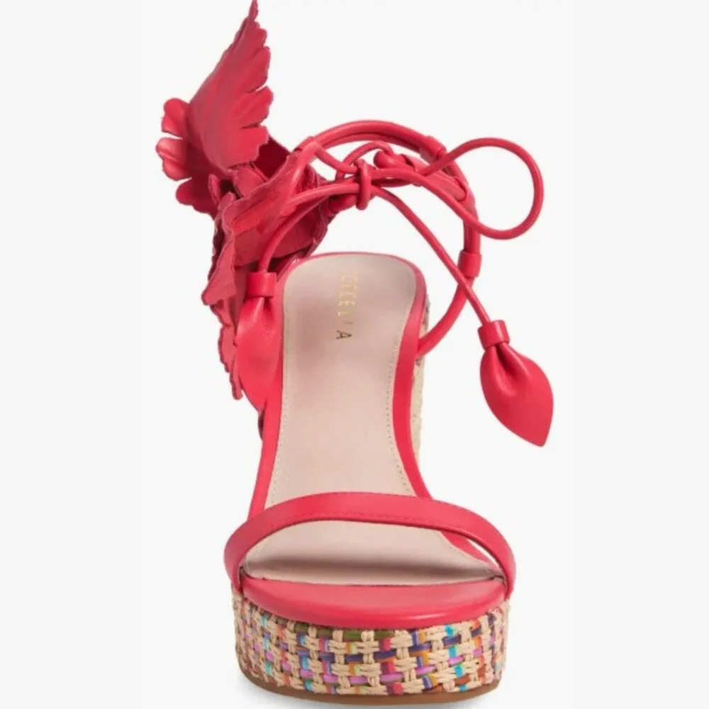 Cecelia New York Pink Lily Platform Wedge Sandal - SZ‎ 6.5 - NWOT